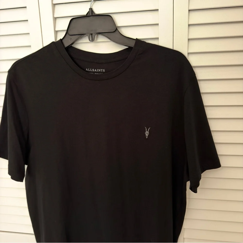 AllSaints Black Short Sleeve Tonic Crew Tee - Picture 1 of 4